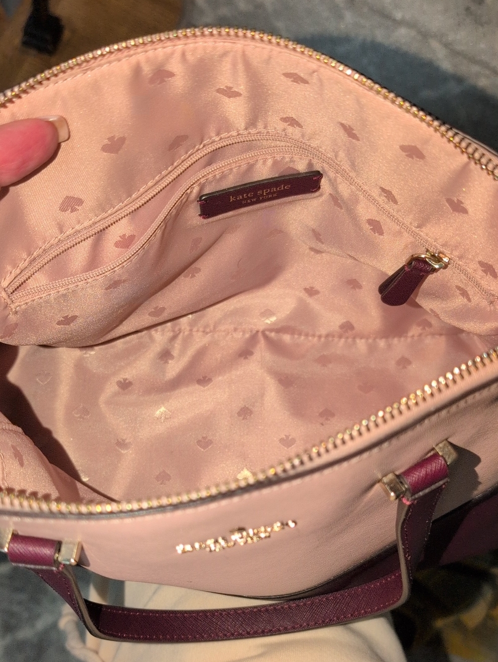 Kate Spade Two-Tone Pink & Plum Dome Satchel - Picture 8 of 9